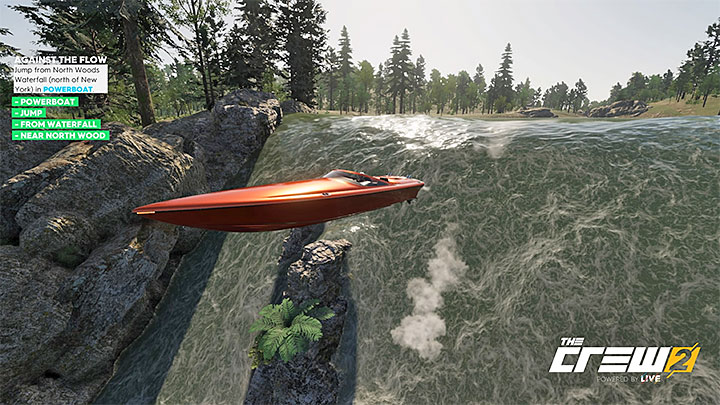 Opis: Skocz z wodospadu North Woods (na północ od Nowego Jorku) za sterami łodzi Powerboat - Album - Freestyle | Zadań fotograficznych w The Crew 2 - The Crew 2 - poradnik do gry