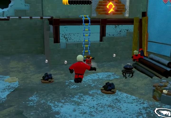 Opuść drabinę dla pozostałych członków drużyny - Poziom 12 - Ostateczne starcie | Opis przejścia LEGO Iniemamocni - LEGO Iniemamocni - poradnik do gry