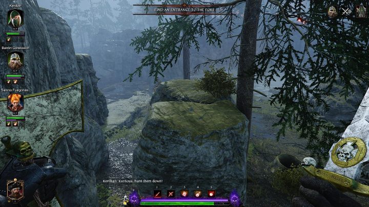 Podążaj skałami, aż ujrzysz półkę skalną widoczną na obrazku - skocz na nią - Grymuary w akcie II gry Warhammer Vermintide 2 - Warhammer Vermintide 2 - poradnik do gry
