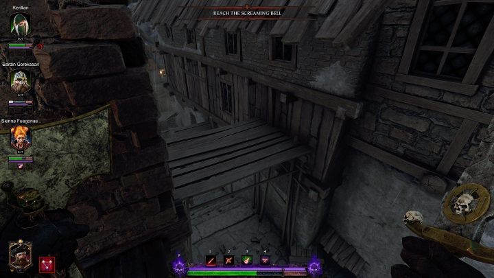 Trafisz na balkon - podejdź pod jego krawędź, aż ujrzysz platformę - Tomy w akcie II gry Warhammer Vermintide 2 - Warhammer Vermintide 2 - poradnik do gry