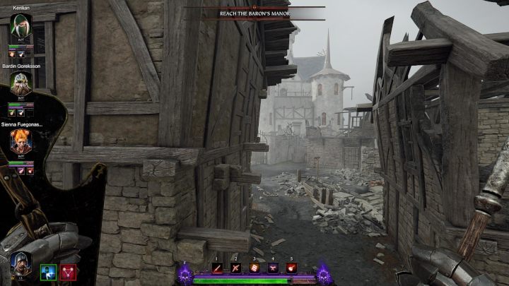 A teraz musisz skakać po wystających belkach budynku - po nich dostaniesz się do ostatniego grymuaru - Grymuary w akcie III gry Warhammer Vermintide 2 - Warhammer Vermintide 2 - poradnik do gry