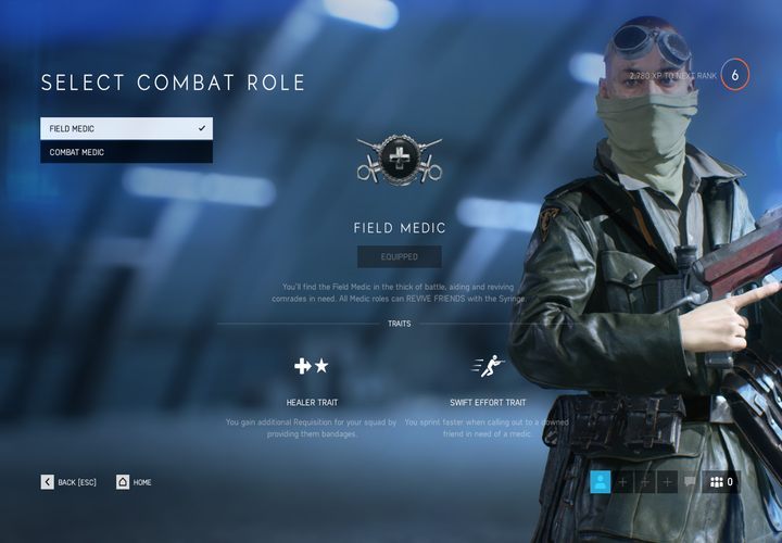Archetyp Medyk Polowy posiada 2 cechy - Uzdrowiciel oraz Szybki jak Wiatr - Medyk - klasa postaci w Battlefield 5 - Battlefield V - poradnik do gry
