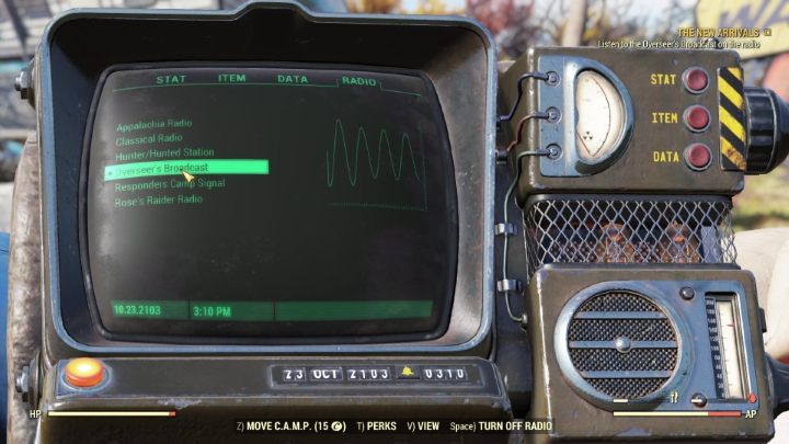 Na początku włącz nową stację. - Fallout 76 Wastelanders: Nowi przybysze (The New Arrivals) solucja - Fallout 76 - poradnik do gry