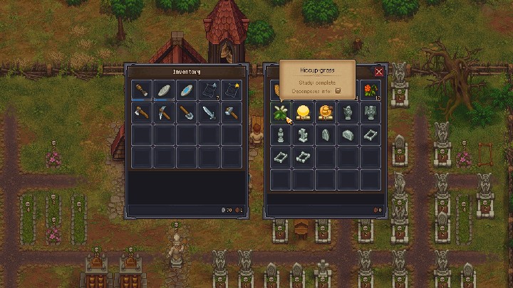 Z Hiccup Grass możesz stworzyć Health solution - z jednego Hiccup Grass otrzymasz 2 health solution - Hiccup Grass dla kupca (Merchant) w Graveyard Keeper - Graveyard Keeper - poradnik do gry