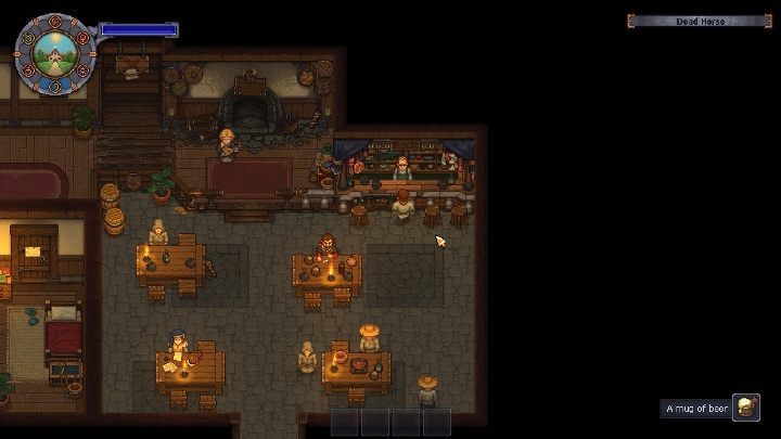 Aby stworzyć farmę musisz pierw uzyskać na nią pozwolenie Dostaniesz je od barmana w knajpie The Dead Horse - Jak stworzyć farmę w grze Graveyard Keeper? - Graveyard Keeper - poradnik do gry