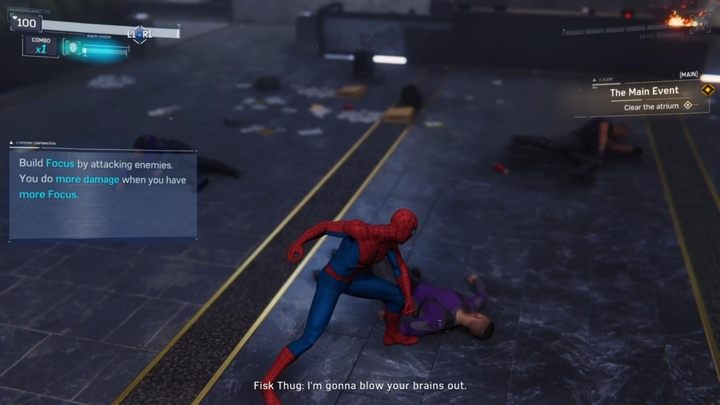 Po dotarciu do budynku, zauważycie sporą liczbę przeciwników - Marvels Spider-Man: Wydarzenie wieczoru (The Main Event) - solucja, opis przejścia - Marvels Spider-Man - poradnik do gry