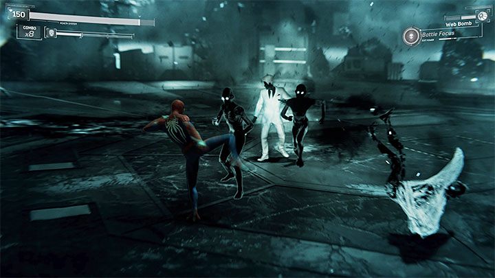 Zacznijcie od rozprawienia się z nowymi widmami (zwykłymi przeciwnikami) - pomagajcie sobie atakami obszarowymi (elektrosieć, bomba itp - Marvels Spider-Man: Sedno sprawy (The Heart of the Matter) - solucja, opis przejścia - Marvels Spider-Man - poradnik do gry