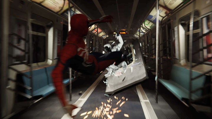 Po jednej z sekwencji ataków przebijecie się do kolejnego wagonu metra - Marvels Spider-Man: Mister Negative - boss, jak pokonać? - Marvels Spider-Man - poradnik do gry
