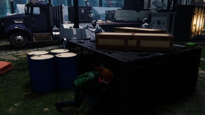 Podejdźcie do skrzynki z narzędziami i zrzućcie ją - Marvels Spider-Man: Nieproszony gość (Uninvited) - solucja, opis przejścia - Marvels Spider-Man - poradnik do gry