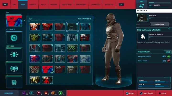 Koszt stworzenia: 1 żeton bazy, 2 żetony plecaków - Marvels Spider-Man: Wszystkie kostiumy bohatera - lista - Marvels Spider-Man - poradnik do gry