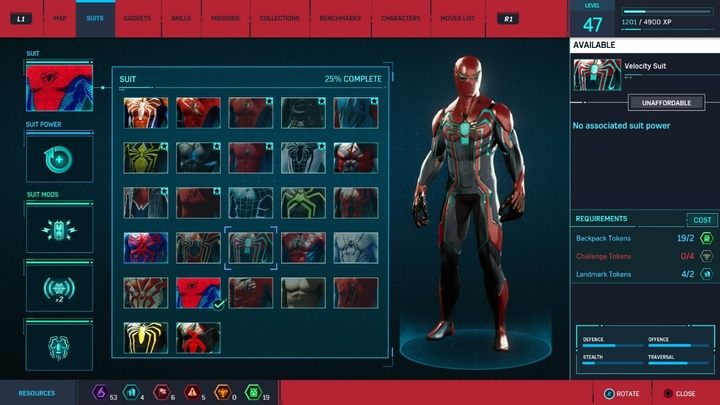 Koszt stworzenia: 2 żetony kultowych miejsc, 2 żetony plecaków, 4 żetony wyzwań - Marvels Spider-Man: Wszystkie kostiumy bohatera - lista - Marvels Spider-Man - poradnik do gry