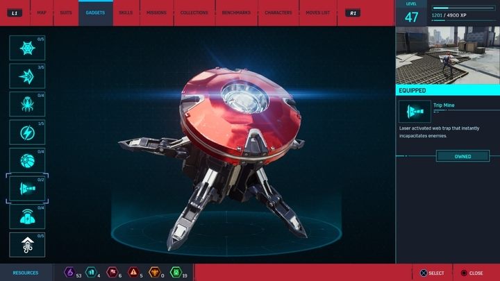 Opis gadżetu: Pułapka z czujnikiem laserowym, która natychmiast unieruchamia wrogów - Marvels Spider-Man: Gadżety - lista, zastosowania - Marvels Spider-Man - poradnik do gry
