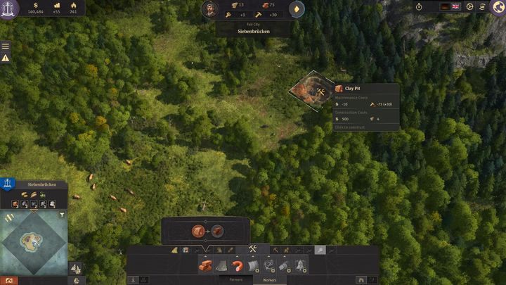 Po przybyciu robotników, możesz stworzyć kopalnie gliny - Początek wielkiego imperium w 5 krokach w grze Anno 1800 - Anno 1800 - poradnik do gry
