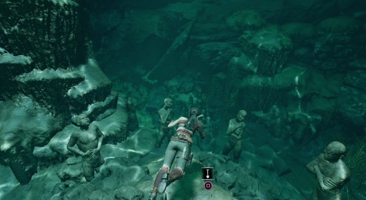 Trzecią skrytkę (3) również znajdziesz pod wodą w krypcie - Skrzynie i skrytki surwiwalowe w Ukrytym Mieście | Sekrety w Tomb Raider - Shadow of the Tomb Raider - poradnik do gry