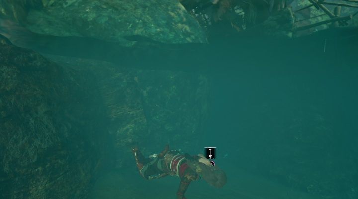 Pierwszą skrytkę (1) znajdziesz pod wodą, na wschód od obozowiska Village Caves - Skrzynie i skrytki surwiwalowe w Ukrytym Mieście | Sekrety w Tomb Raider - Shadow of the Tomb Raider - poradnik do gry