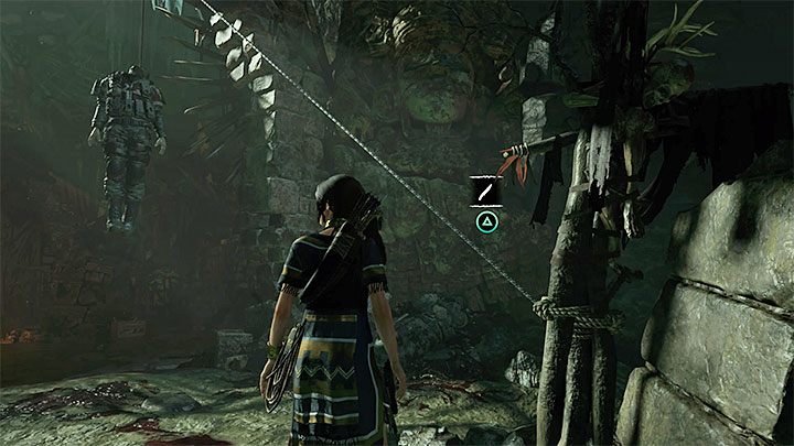 Po tym jak dotrzesz w pobliże zwłok (obrazek 1) podejdź do liny, na której wiszą - Jak zdobyć strzelbę w Shadow of the Tomb Raider? - Shadow of the Tomb Raider - poradnik do gry