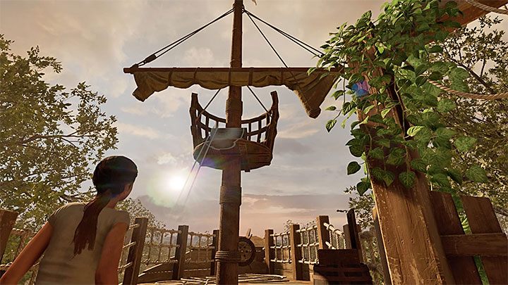 Lara nie może doskoczyć do masztu i rozwiązaniem tego problemu jest jego obniżenie - Czy można powrócić do posiadłości Croftów w Shadow of the Tomb Raider? - Shadow of the Tomb Raider - poradnik do gry