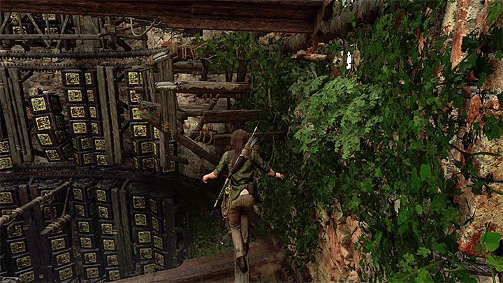 Po dotarciu na nową większą półkę przejdź do belce i w pokazanym na obrazku miejscu wykonaj skok - Jak zaliczyć Próbę Orła w Shadow of the Tomb Raider? - Shadow of the Tomb Raider - poradnik do gry