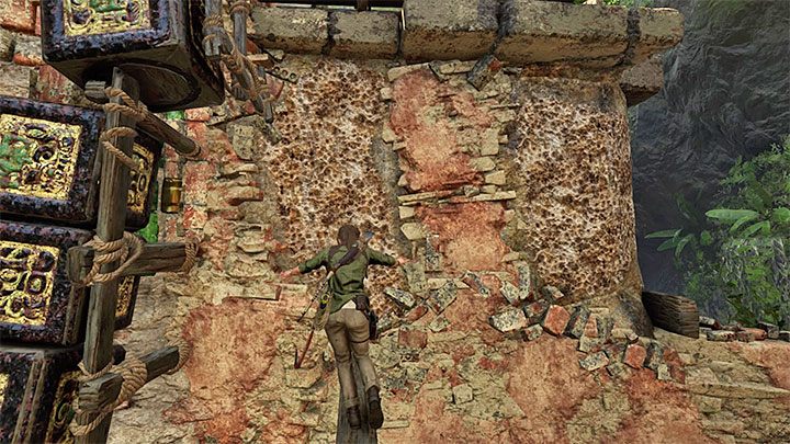 Przemieść się po belce i dotrzyj w ten sposób do pokazanych na obrazku dwóch ścian wspinaczkowych - Jak zaliczyć Próbę Orła w Shadow of the Tomb Raider? - Shadow of the Tomb Raider - poradnik do gry
