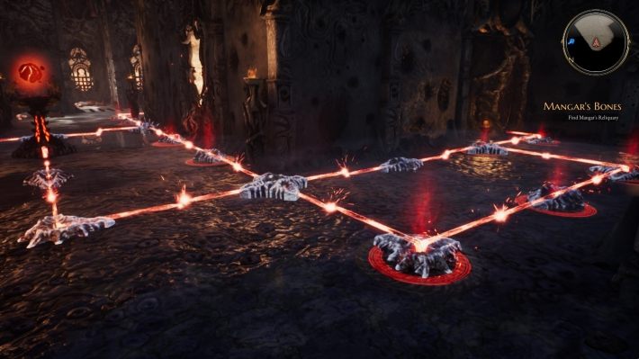 Po ustawieniu go, poruszanie po Iwon Rheg może być trudne, bowiem uaktywnia ono pułapki - Zagadki w Bards Tale 4 - Czerwone mechanizmy - The Bards Tale 4 - poradnik do gry
