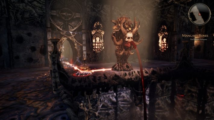 Na dole pozostało już tylko jedno połączenie, koło relikwii - Zagadki w Bards Tale 4 - Czerwone mechanizmy - The Bards Tale 4 - poradnik do gry