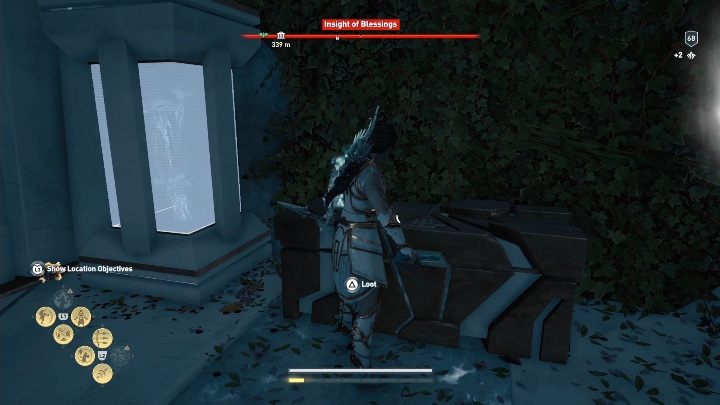 Po lewej stronie pomieszczenia znajduje się skrzynia - Dusza Błogosławieństwa - Ślady Hermesa w DLC Lost Atlantydy - Assassins Creed Odyssey - poradnik do gry