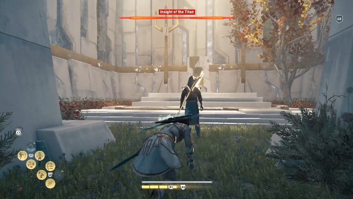 Jeśli wejdziesz na górę po schodach zobaczysz przeciwnika pilnującego tablicy - Dusza Tytana - Ślady Hermesa w DLC Lost Atlantydy - Assassins Creed Odyssey - poradnik do gry