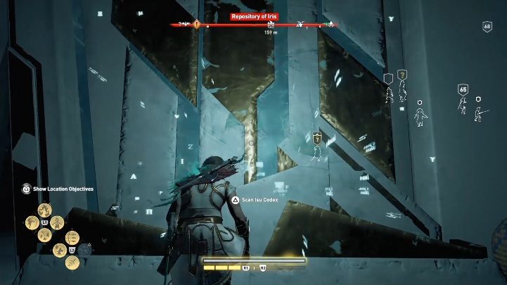 Po lewej stronie znajdziesz skrzynię z wiedzą - Repozytorium Iris w AC Odyssey Lost Atlantydy DLC - Assassins Creed Odyssey - poradnik do gry