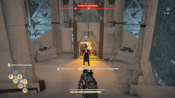 Kapitan ukrywa się na samym dole lokacji - Archiwum Hefajstosa w AC Odyssey Lost Atlantydy DLC - Assassins Creed Odyssey - poradnik do gry