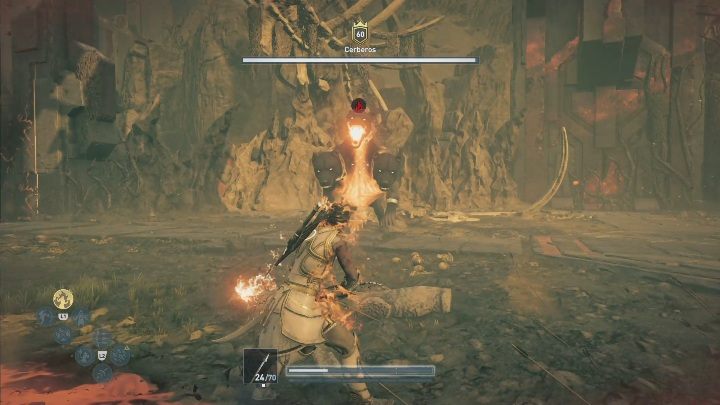 Łatwo też strzelać prosto w jego brzuch za pomocą łuku - Cerberos | Walki z bossami w DLC Lost Atlantydy - Assassins Creed Odyssey - poradnik do gry