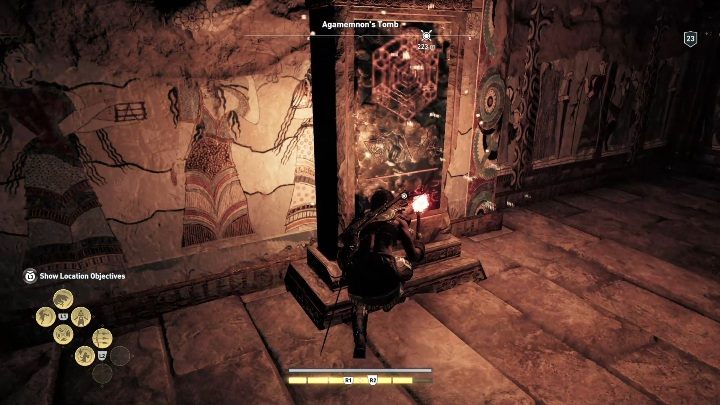 Idąc dalej trafisz do pomieszczenia z tablicą - Grobowce w Argolis - Assassins Creed Odyssey - poradnik do gry