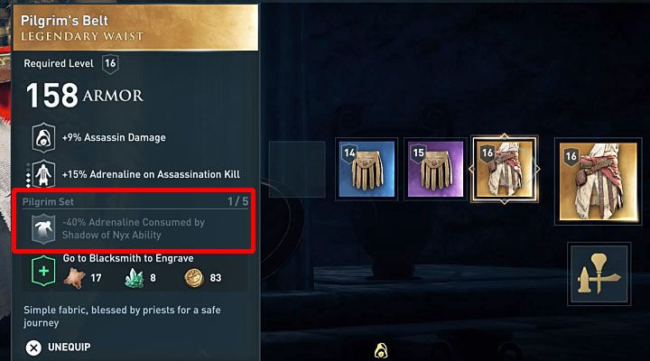 Na zestaw pancerza składa się 5 przedmiotów - nakrycie głowy, napierśnik, pas, rękawice i buty - Modowe kredo - trofeum w Assassins Creed Odyssey - Assassins Creed Odyssey - poradnik do gry
