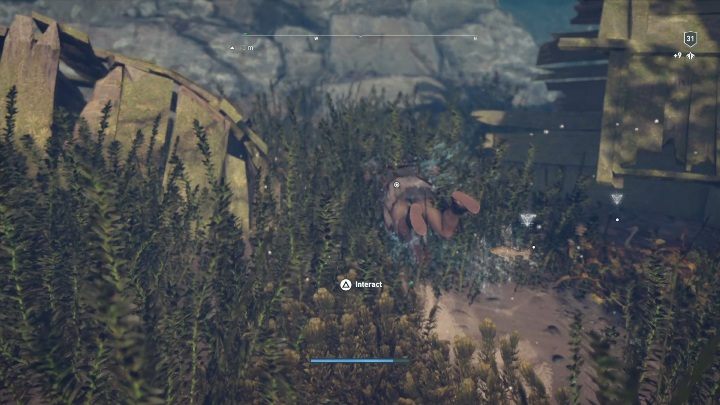 Rozwiązanie zagadki: Udaj się do zbiornika wodnego, na południu wyspy - Enigmatyczne ostrakony - Wyspy Abantis - Assassins Creed Odyssey - poradnik do gry