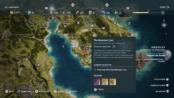 Lokalizacja: Argolis - Lew nemiejski w Argolis - Polowanie na siedem bestii - Assassins Creed Odyssey - poradnik do gry