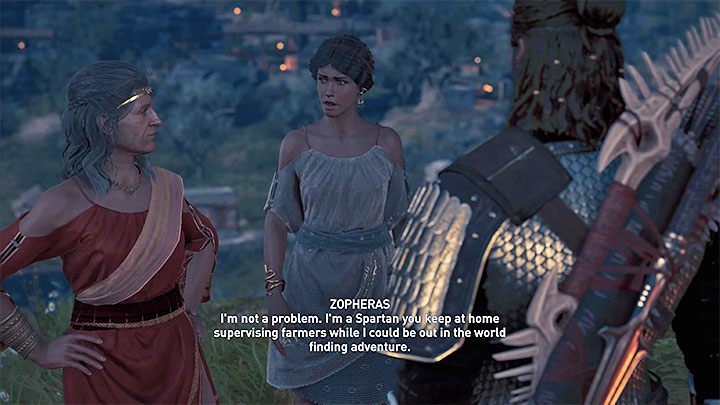 Zainteresuj się pobocznym questem Not My Mothers Daughter, który rozpoczyna się w miejscu z obrazka 1 - Zopheras - Romanse w Assassins Creed Odyssey - Assassins Creed Odyssey - poradnik do gry