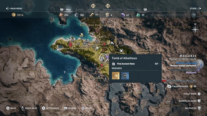 Lokalizacja grobowca: Dolina Króla Leleksa, blisko świątyni - Grobowce w Megaris - Assassins Creed Odyssey - poradnik do gry