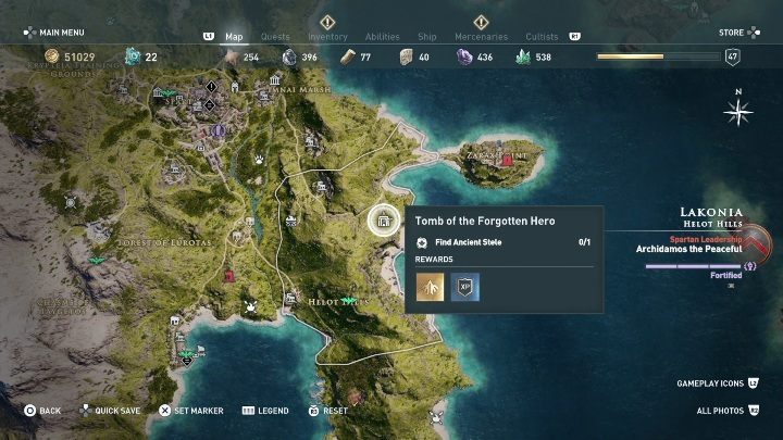 Lokalizacja grobowca: Wschodnia część Lakonii - Grobowce w Lakonii - Assassins Creed Odyssey - poradnik do gry