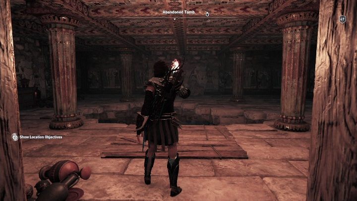 Po przesunięciu półki cofnij się i wejdź po schodach - Grobowce na Wyspach Hefajstosa - Assassins Creed Odyssey - poradnik do gry
