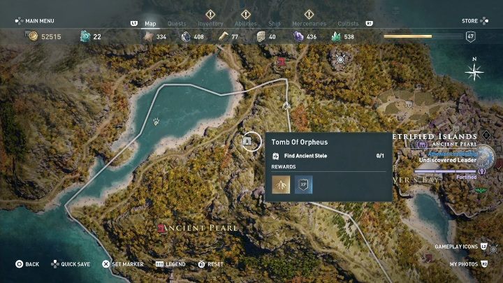 Lokalizacja grobowca: Środkowa cześć Lesbos - Grobowce na Skamieniałych wyspach - Assassins Creed Odyssey - poradnik do gry