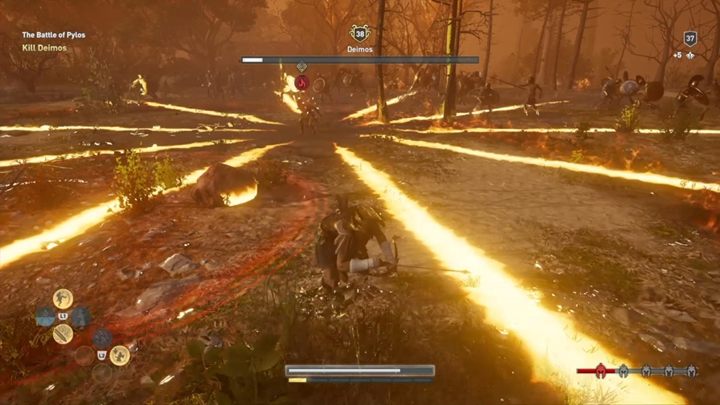 Szczególnie spektakularny i odbierający sporo zdrowia jest atak, który tworzy linię ognia na ziemi - Król Czcicieli - Solucja gry Assassins Creed Odyssey - Assassins Creed Odyssey - poradnik do gry