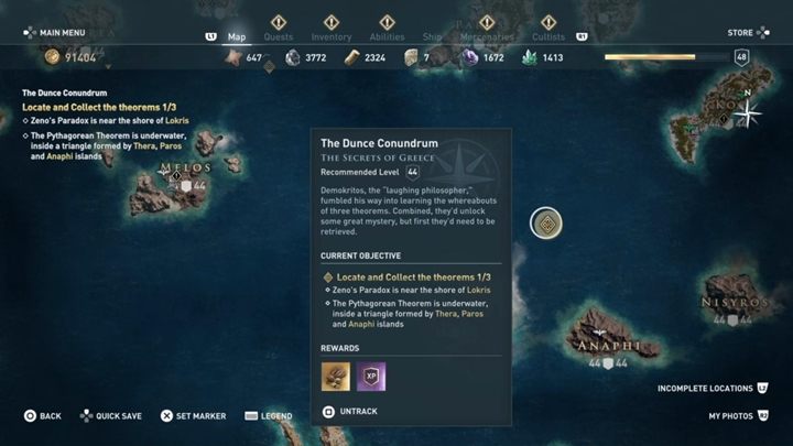 Kolejny przedmiot znajdziesz na północ od wyspy Thira - Zadania poboczne w regionie Achaja - Assassins Creed Odyssey - poradnik do gry