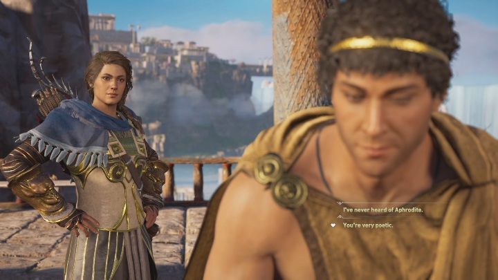 W trakcie rozmowy z mężczyzną dostaniesz jednak opcję romansowania - Romanse w Los Atlantydy DLC - Adonis - Assassins Creed Odyssey - poradnik do gry