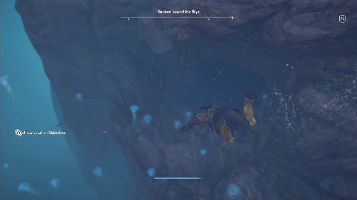 Aby dostać się do wnętrza tej lokacji musisz zanurkować i wpłynąć do jaskini - Zatopiona Gardziel Styksu - Ślady Hermesa w DLC Lost Atlantydy - Assassins Creed Odyssey - poradnik do gry