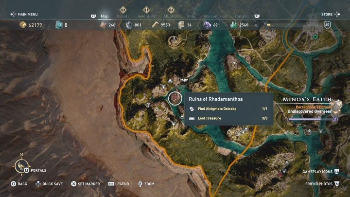 W lokacji Wiara Minosa/Minoss Faith znajdziesz jeden Enigmatyczny Ostrakon - Wiara Minosa - mapa DLC Lost Atlantydy - Assassins Creed Odyssey - poradnik do gry