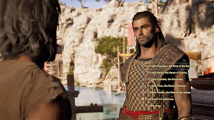 Przy wejściu na Arenę porozmawiaj ze Skourą - Jak odblokować walki na Arenie w Assassins Creed Odyssey? - Assassins Creed Odyssey - poradnik do gry