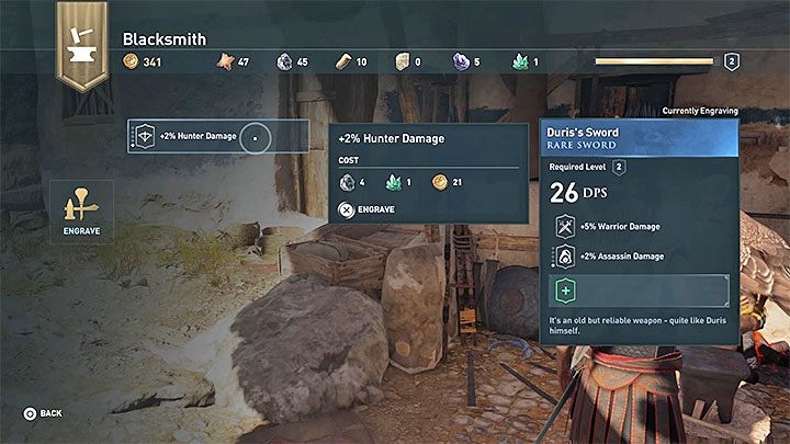 Wybierz dowolny przedmiot spośród tych znajdujących się w inwentarzu bohatera, a następnie dowolny atut grawerski z listy - Oznacz jako swój - trofeum w Assassins Creed Odyssey - Assassins Creed Odyssey - poradnik do gry