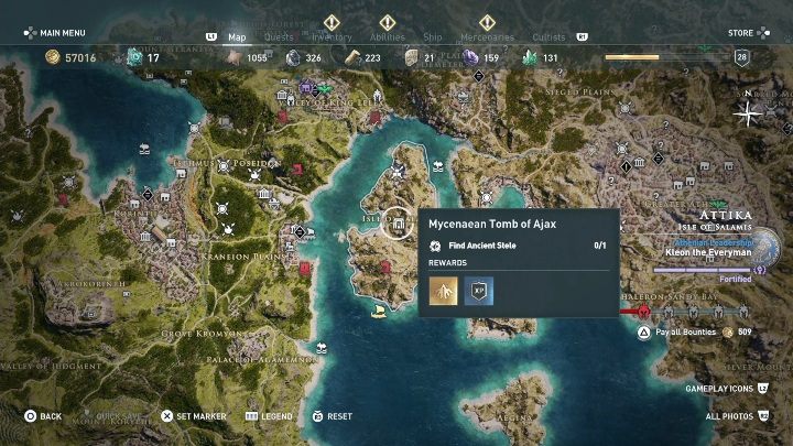 Skarb znajduje się w grobowcu Mykeński grobowiec Ajaksa w południowej części Attyki - Gdzie znajdują się skarby dla Xenii w Assassins Creed Odyssey? - Assassins Creed Odyssey - poradnik do gry
