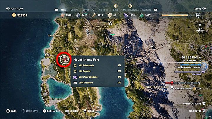 Lokalizacja skrzyni: Warownia na wzgórzu Ithome (Fort Mount Ithome), region Mesenia - Legendarne skrzynie w grze Assassins Creed Odyssey - Assassins Creed Odyssey - poradnik do gry