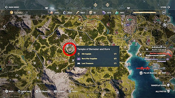 Lokalizacja skrzyni: Świątynia Demeter i Kory (Temple of Demeter and Kore), region Arkadia - Legendarne skrzynie w grze Assassins Creed Odyssey - Assassins Creed Odyssey - poradnik do gry