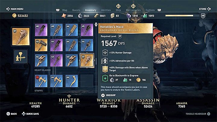 Rodzaj i statystyki przedmiotu: Broń biała, ciężkie bronie obuchowe - Legendarne skrzynie w grze Assassins Creed Odyssey - Assassins Creed Odyssey - poradnik do gry